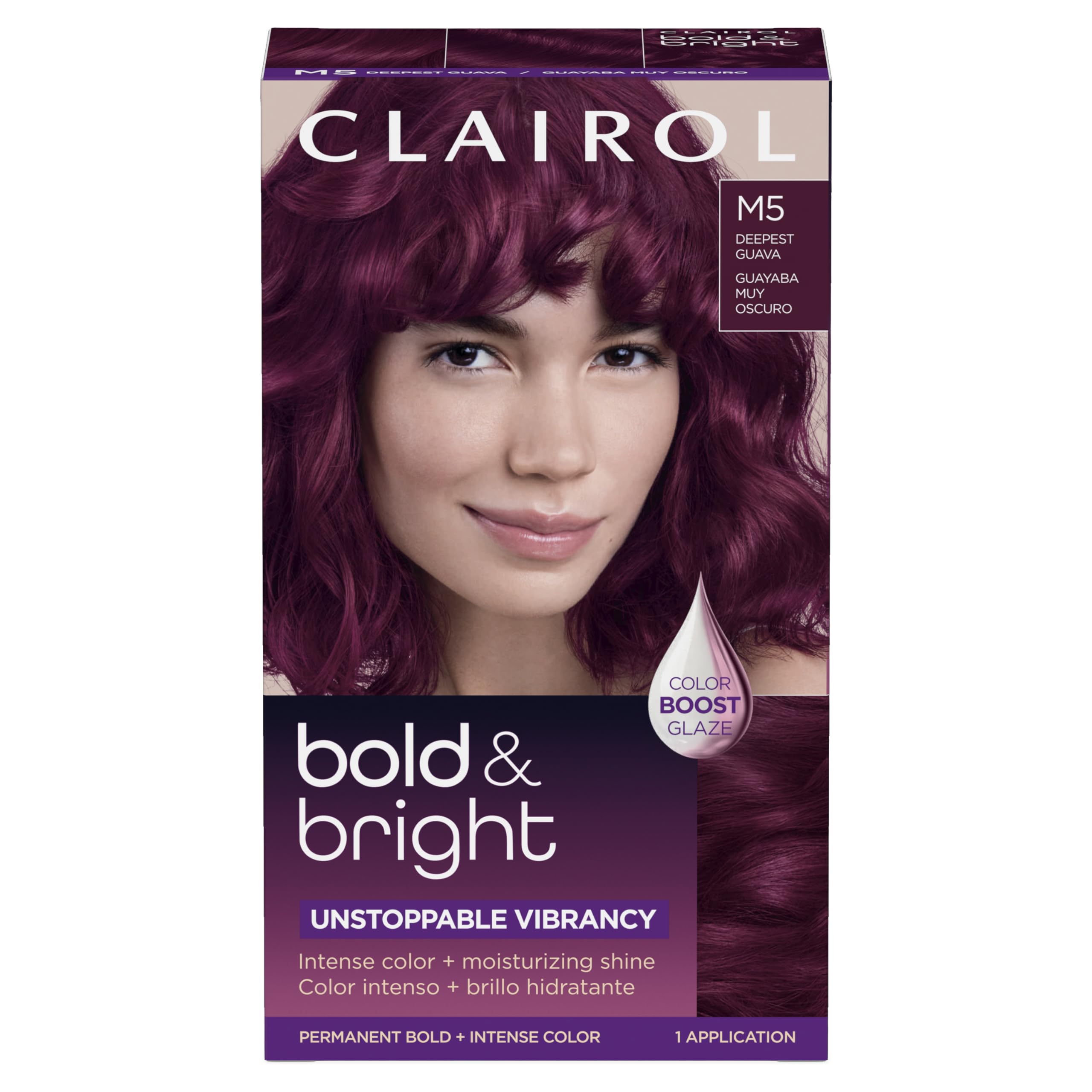 Clairol Bold & Bright Deepest Guava color cream swatch for vibrant, long-lasting color.