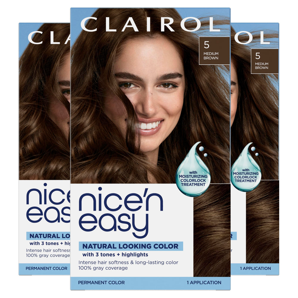 Clairol Nice'n Easy 5 Medium Brown box showing natural-looking color option