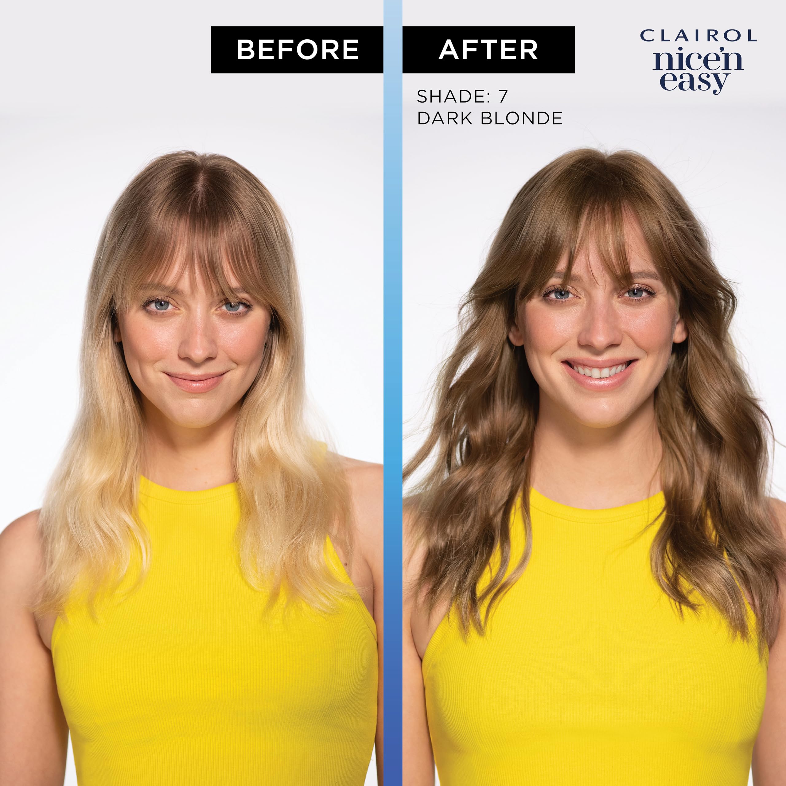 Clairol Nice'n Easy color swatches show three tones for dimensional color.