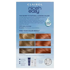 Clairol Nice'n Easy packaging variations highlight at-home use convenience.