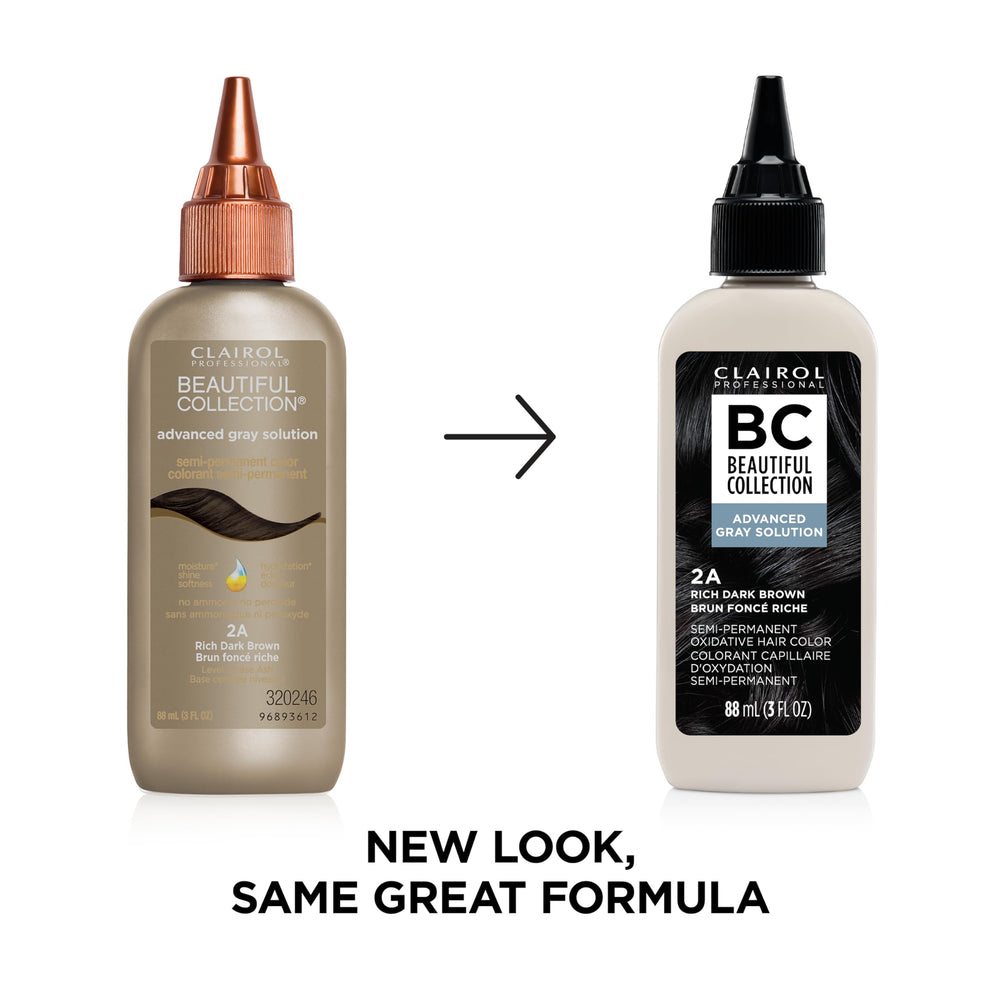 Clairol Professional shade swatch for Advanced Gray Solution with 2A rich brown tone.