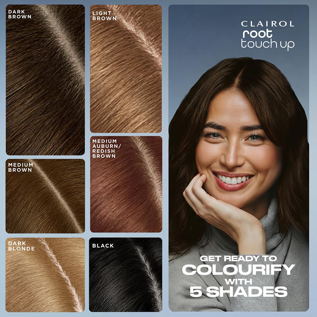 Clairol Root Touch-Up spray complements salon shades between appointments.