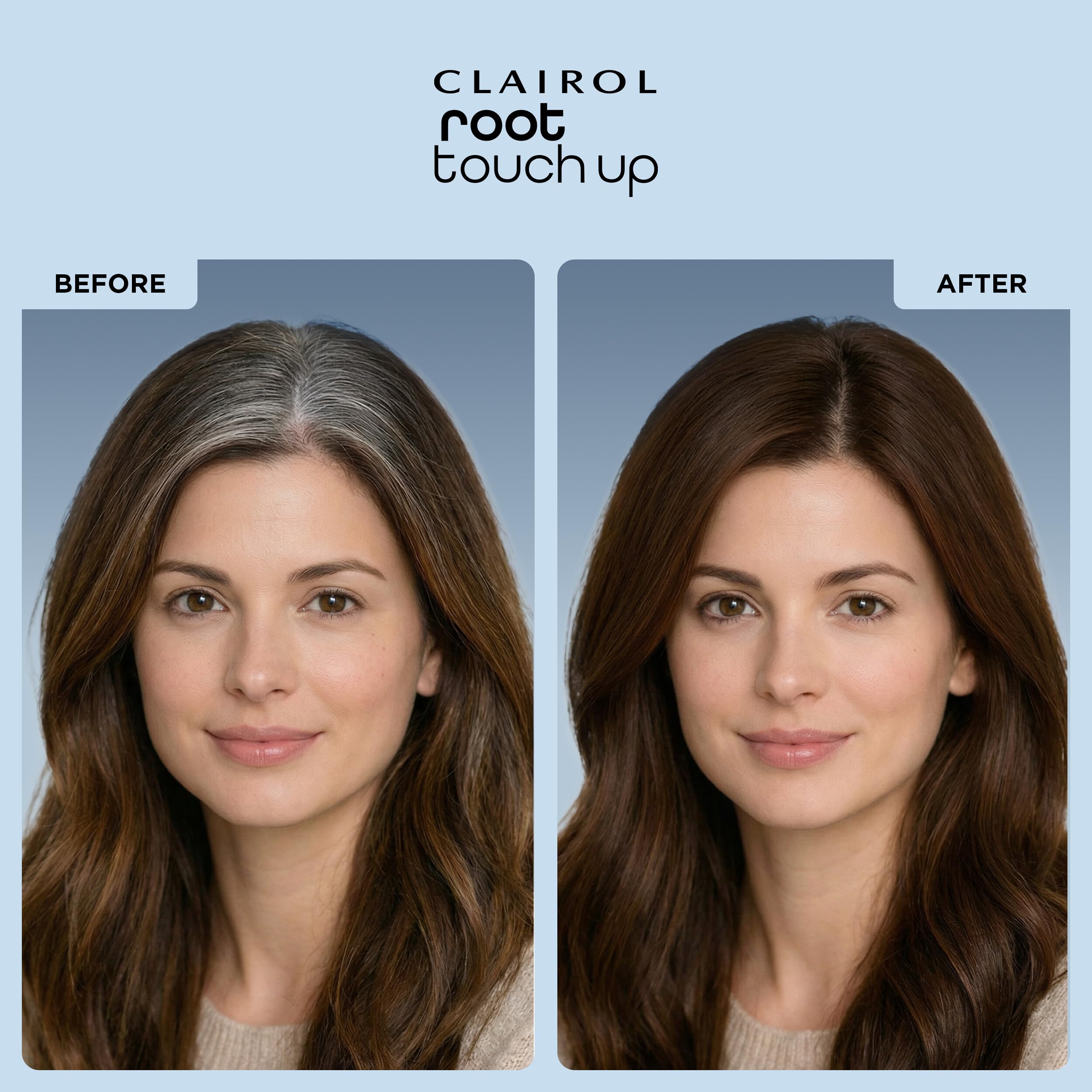 Clairol Root Touch-Up spray blends with existing color for natural results.