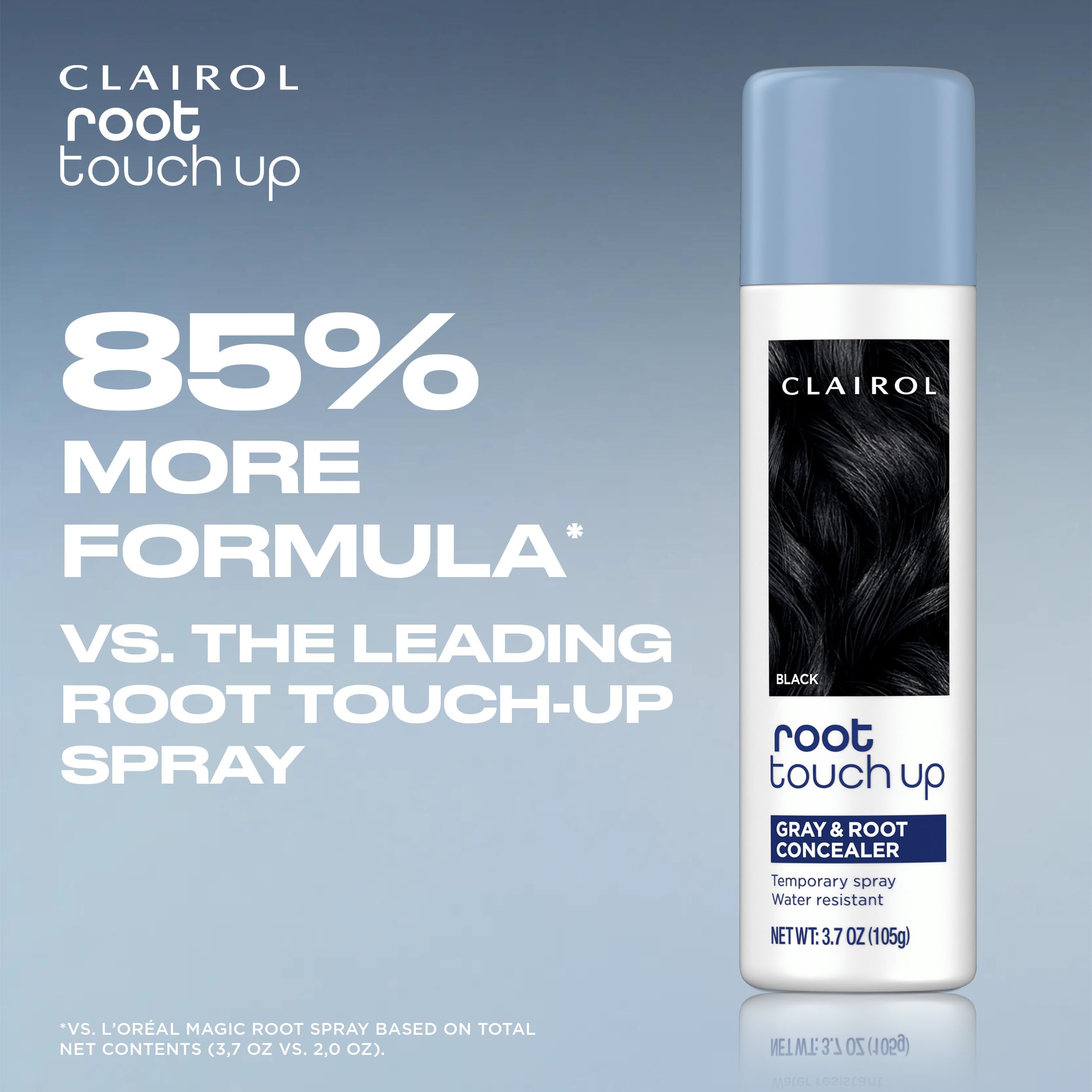 Clairol Root Touch-Up spray dries quickly for on-the-go convenience.