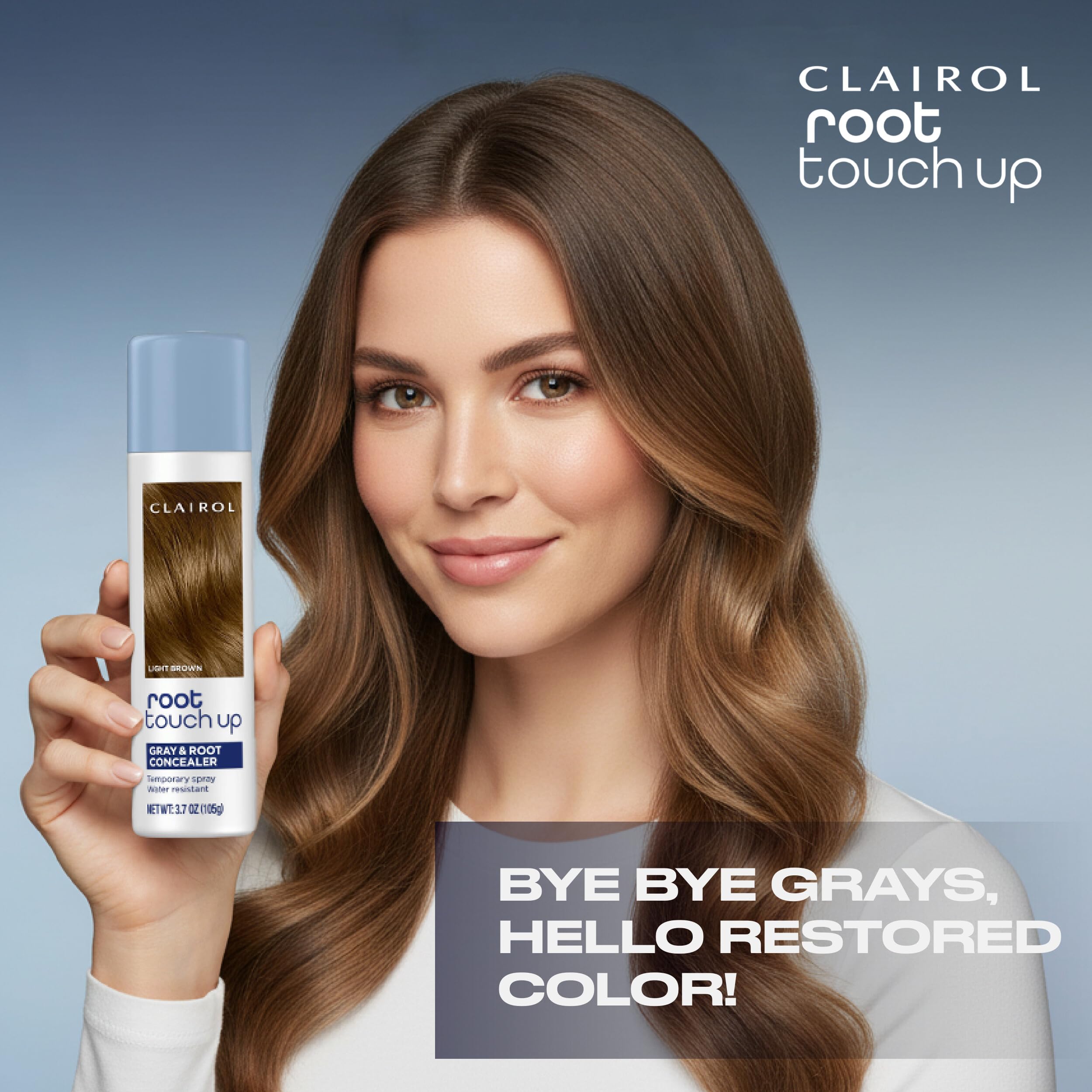Clairol Root Touch-Up spray ideal for travel and quick fixes.