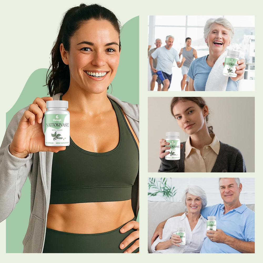 Clarusph Nattokinase with CoQ10 pills emphasizing heart friendly energy support