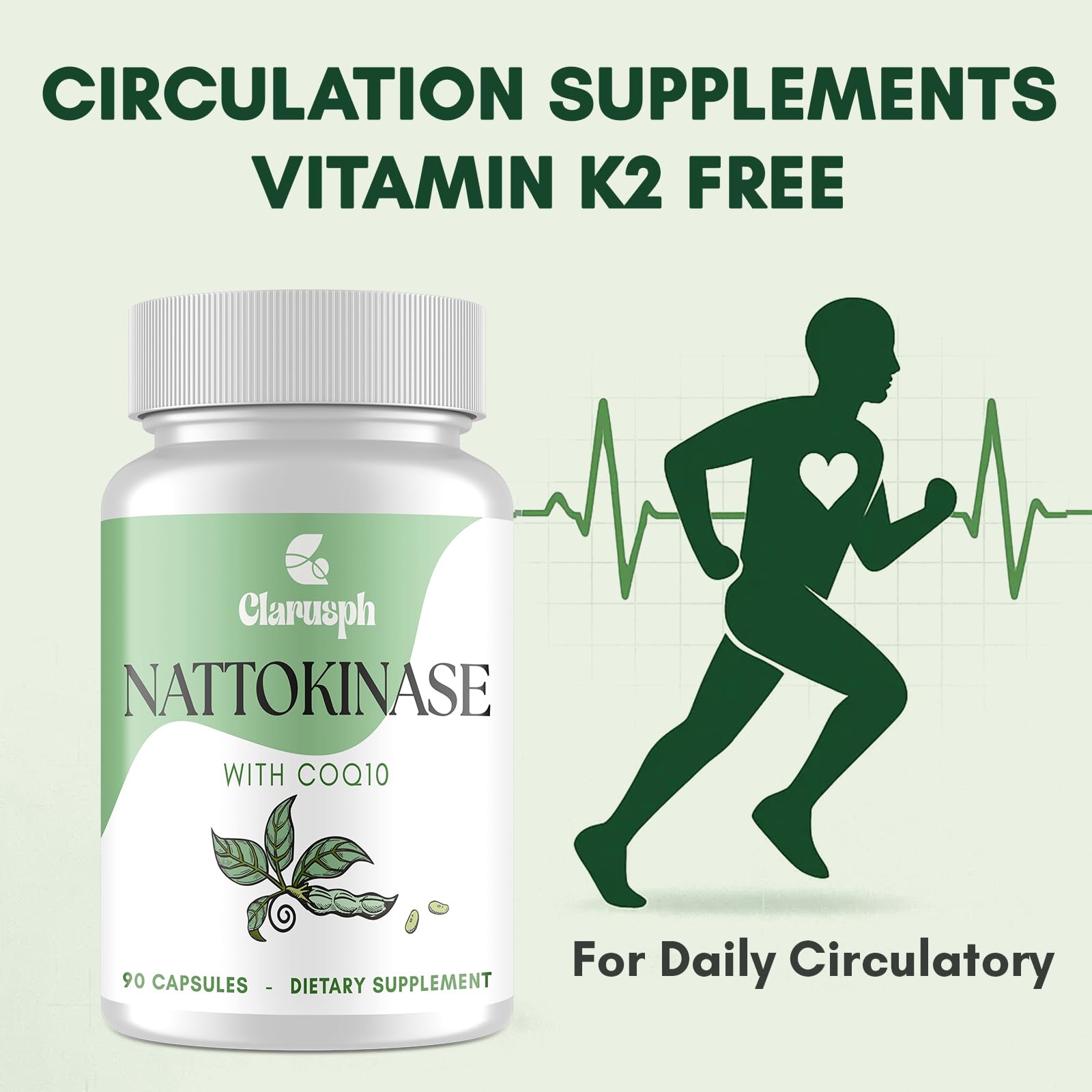 Clarusph nattokinase label highlights CoQ10 for a 2 in 1 wellness option