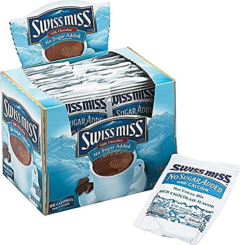 Swiss Miss No Sugar Added packaging highlights calcium fortification.