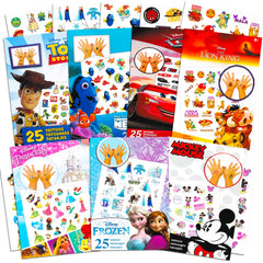 Classic Disney tattoos mega assortment cover sheet, ideal for party favors and decorations.