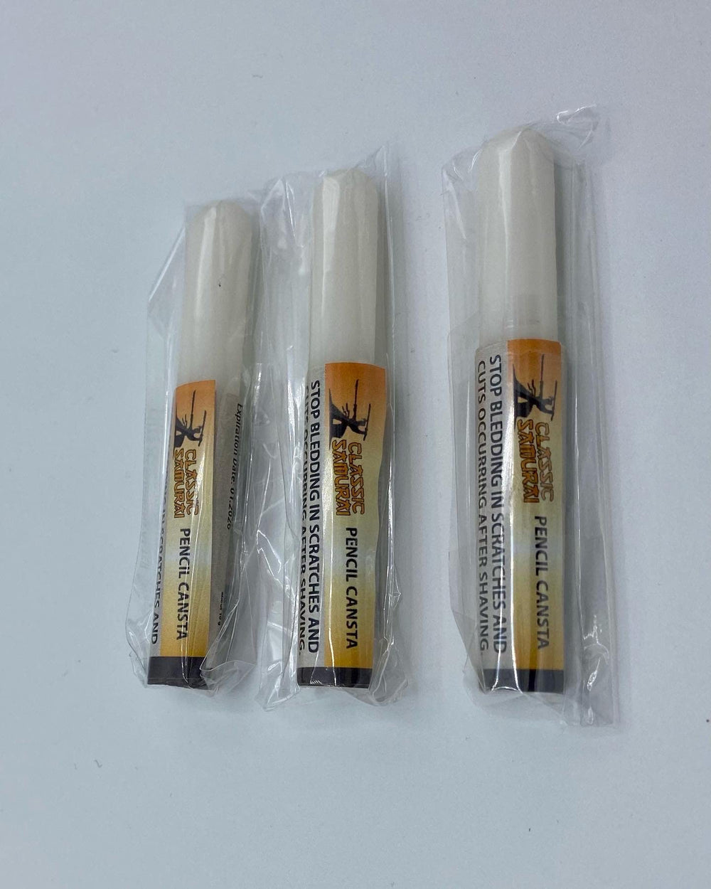 Classic Samurai styptic pen 12-pack on display highlights ready-to-use grooming kit.