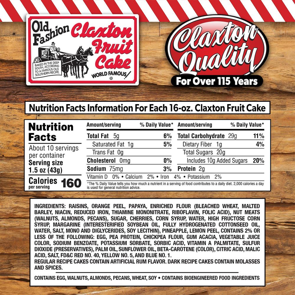 Claxton Fruit Cake 3-pack carton—great for gifting and holiday gatherings.