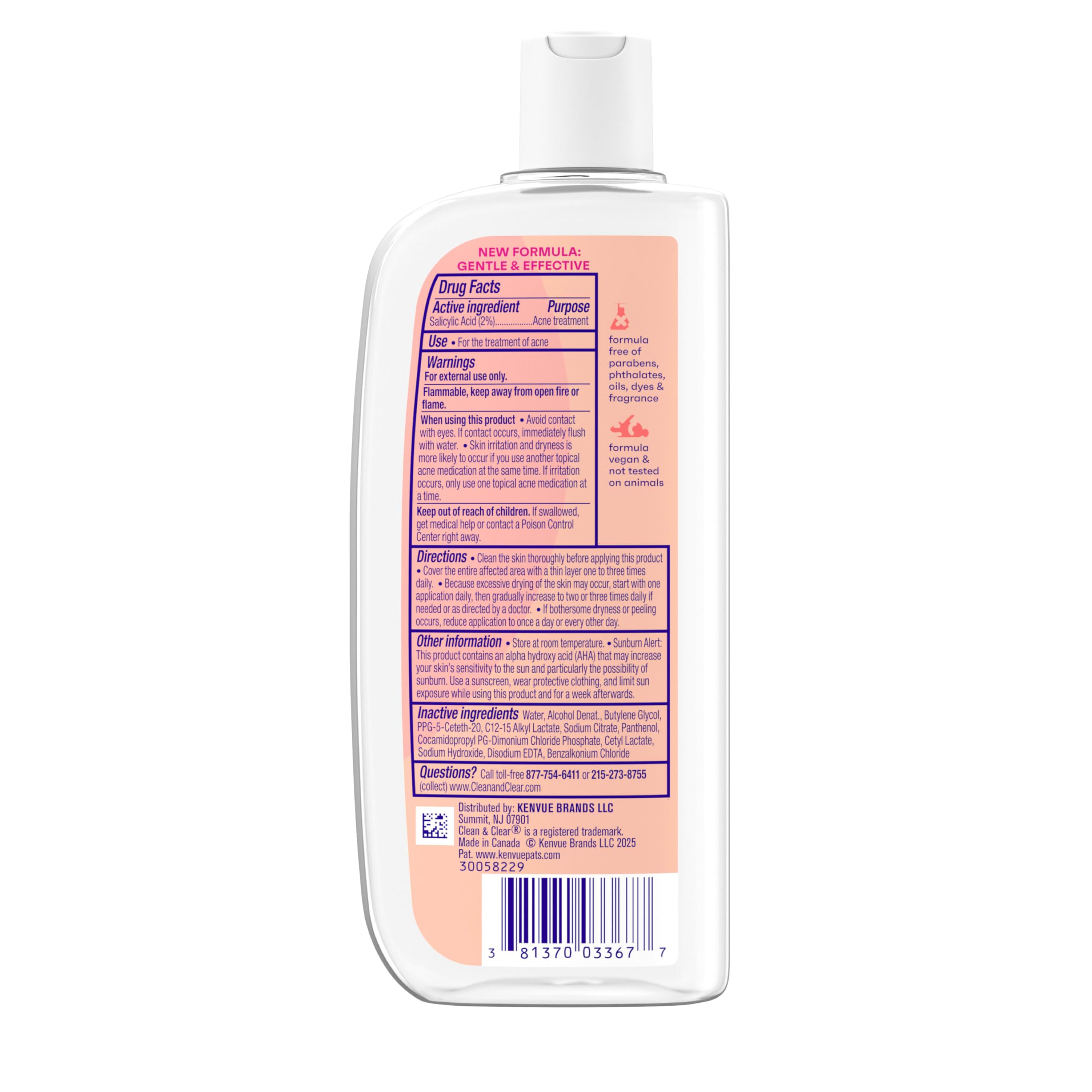 Vegan, cruelty-free Clean and Clear Essentials formula with no parabens or dyes.