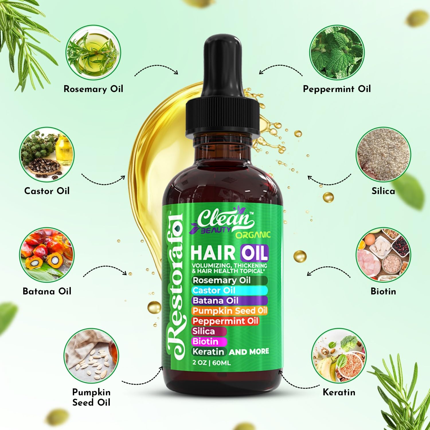 Clean Beauty Rosemary Hair Oil bottle cap seals freshness and control
