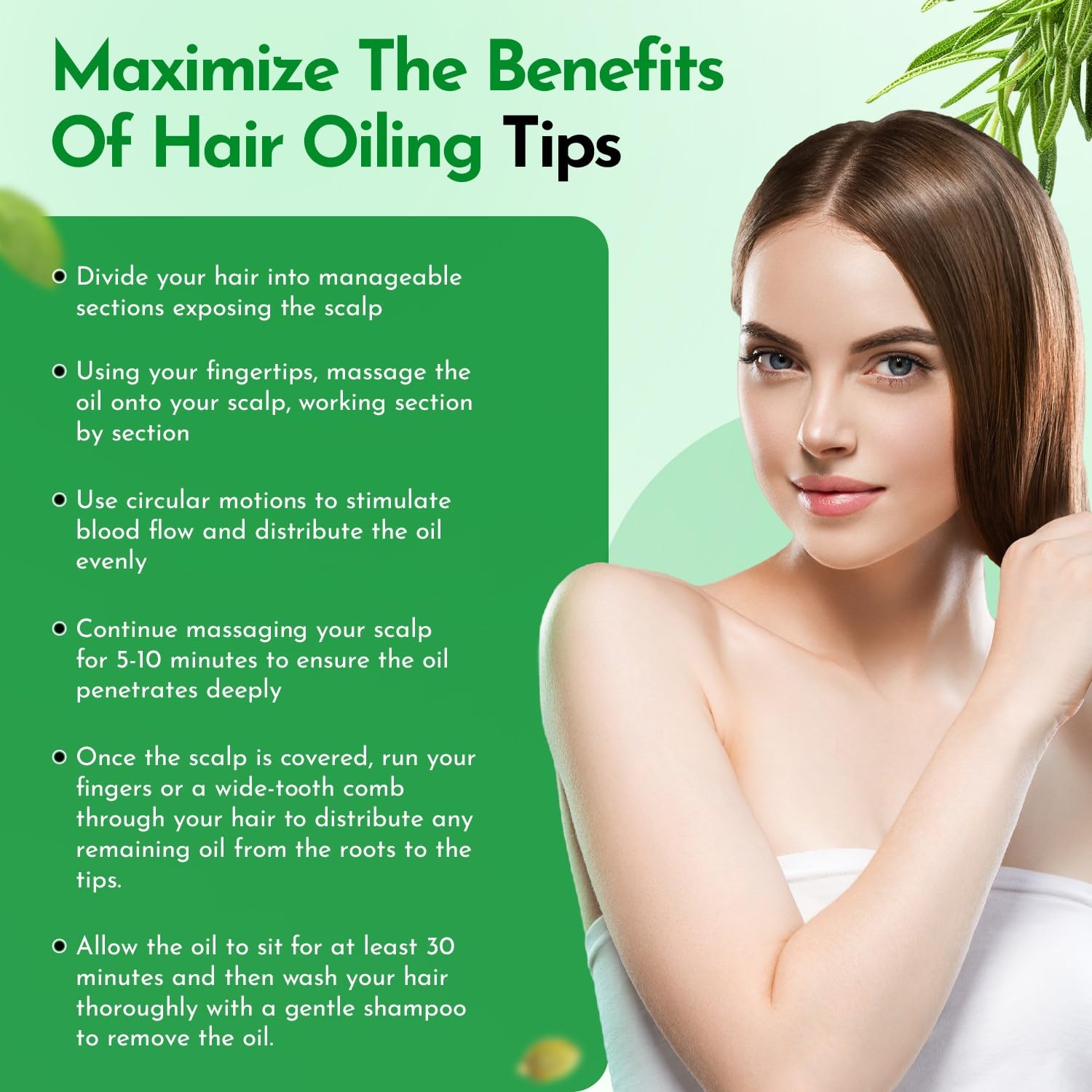 Clean Beauty Rosemary Hair Oil hands applying for scalp moisture