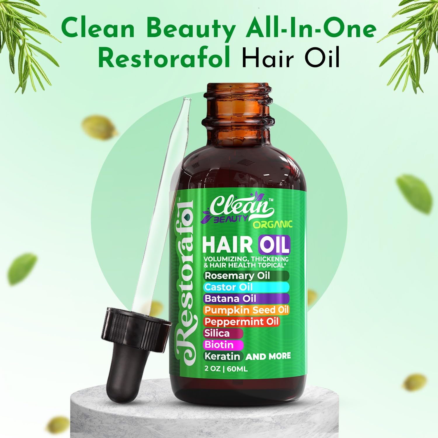 Clean Beauty Rosemary Hair Oil ingredients list highlights castor and batana oils for nourishment