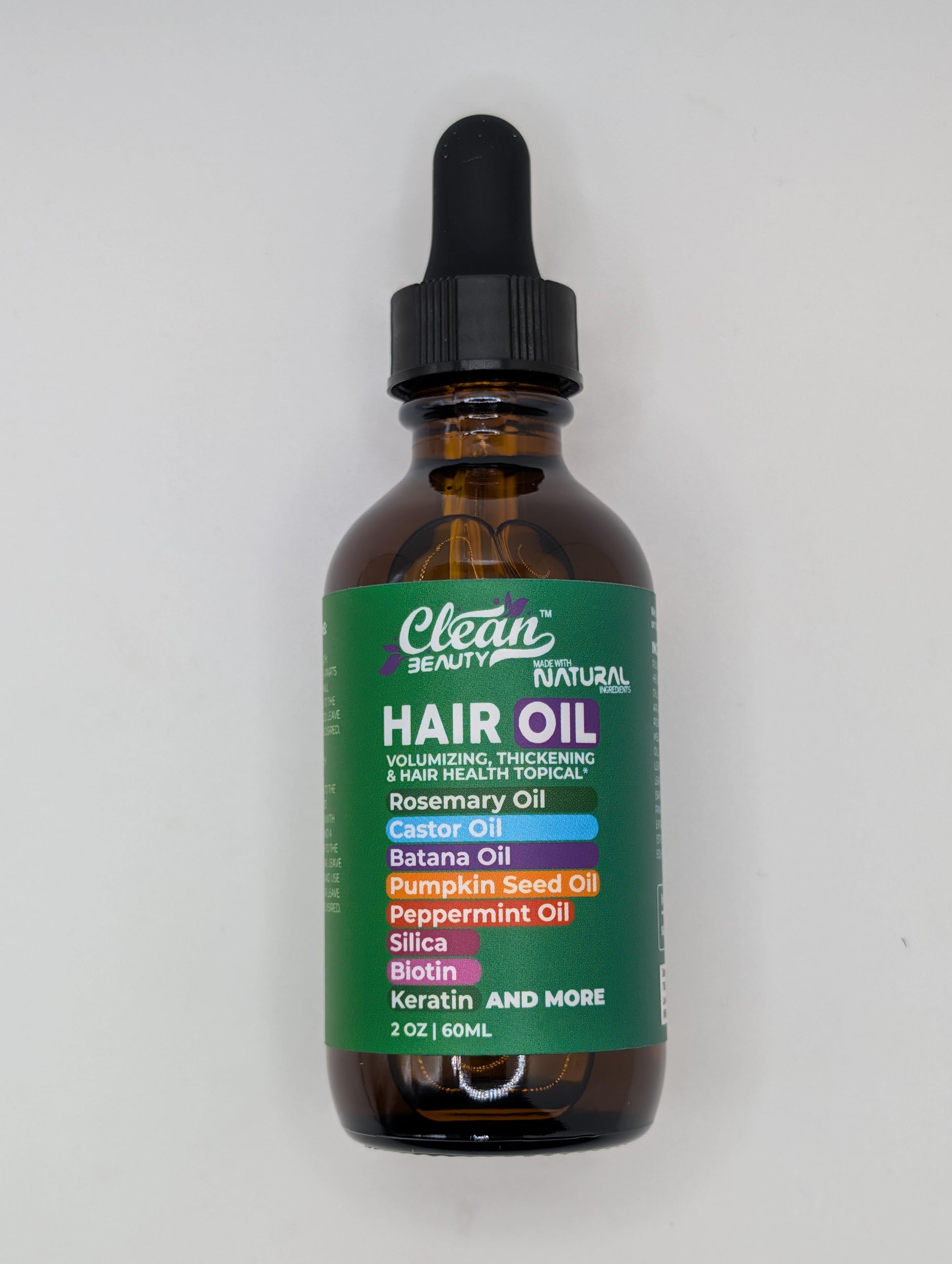 Clean Beauty Rosemary Hair Oil packaging box emphasizes natural premium formula