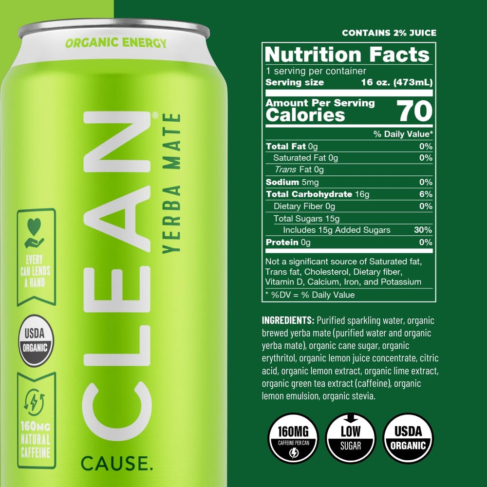 Low calorie can image suggests steady energy without sugar crash.