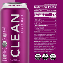 CLEAN CAUSE USDA Organic certification label highlights organic ingredients