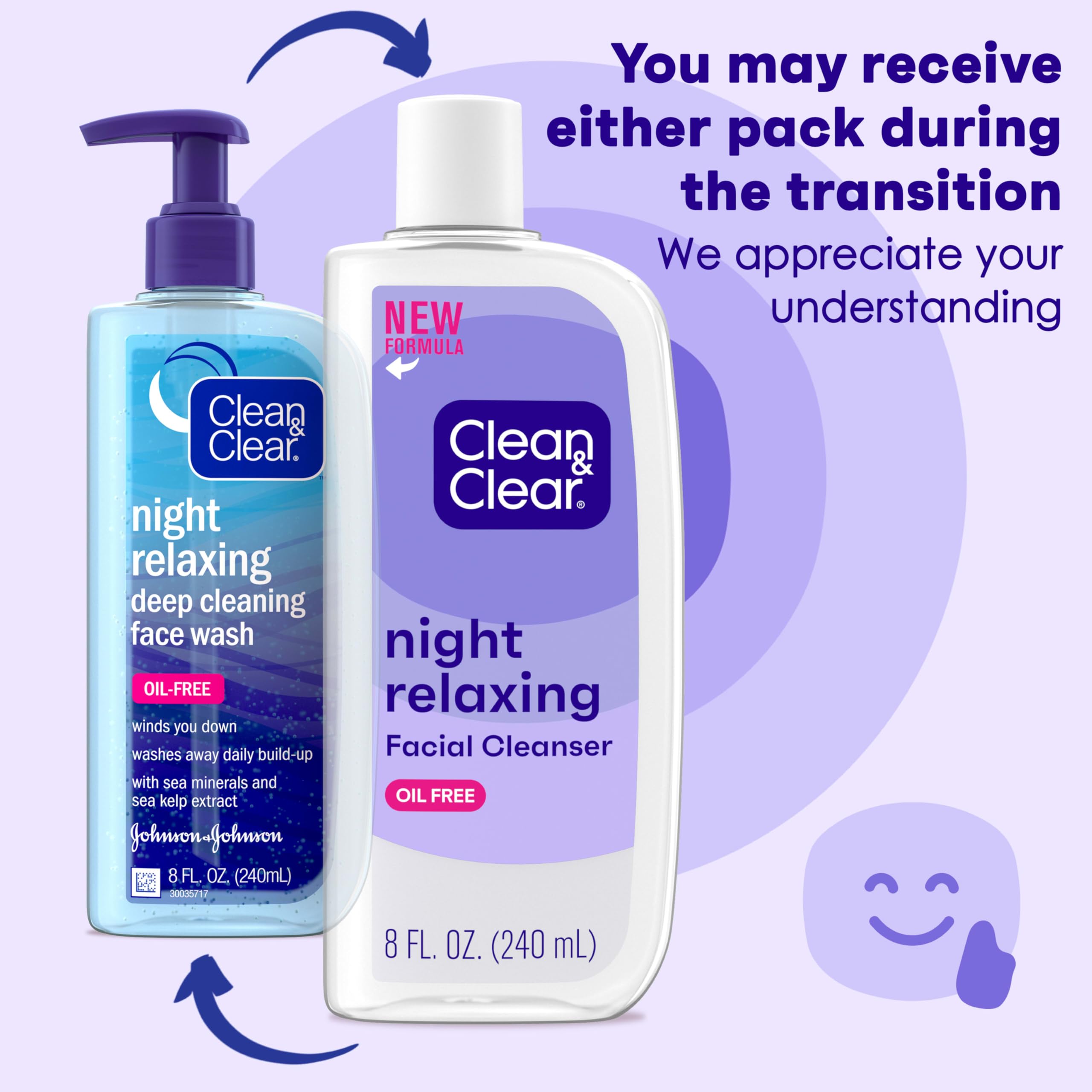 Deep sea minerals and sea kelp in Clean & Clear cleansing formula detail.