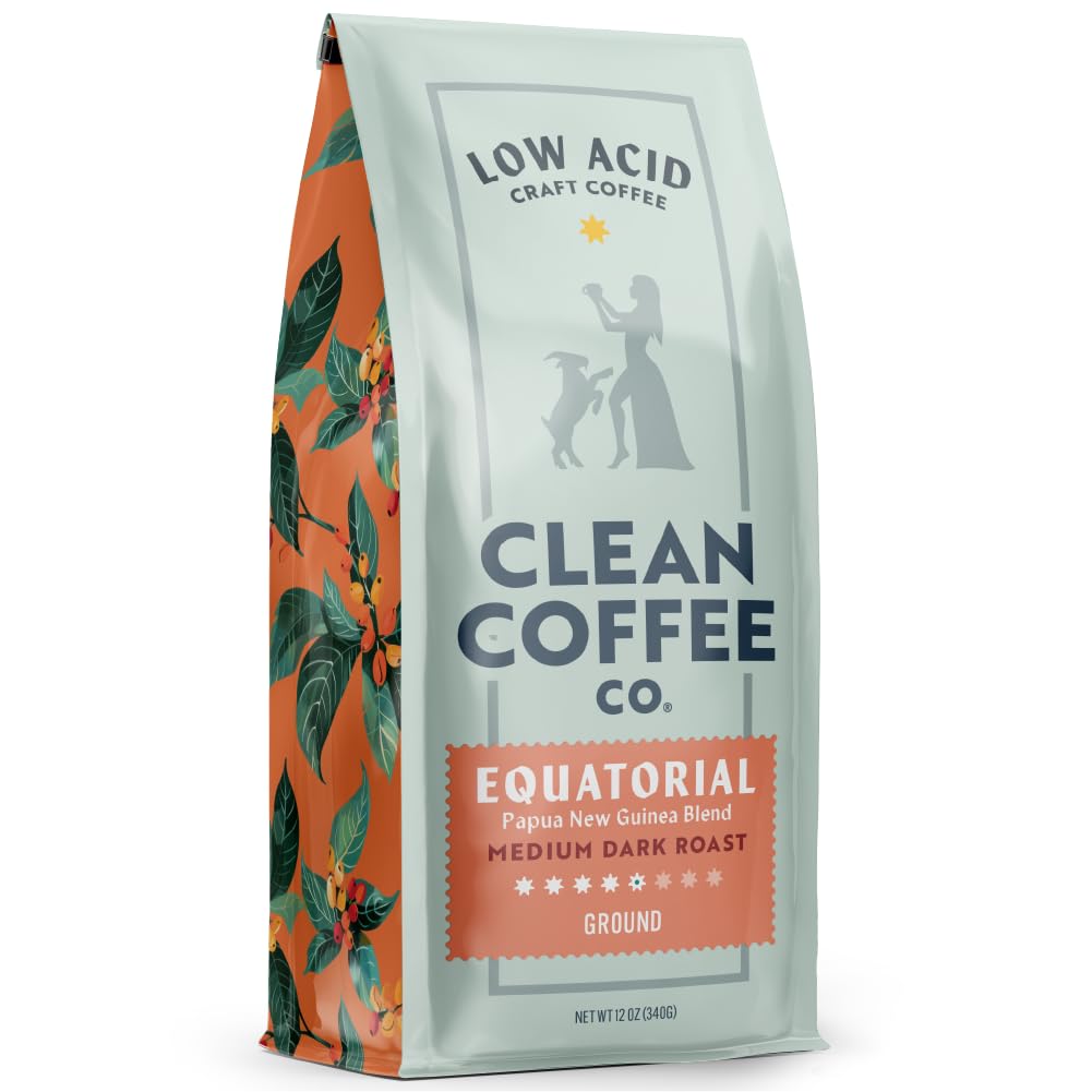 Clean Coffee Co low-acid packaging front highlighting smooth brewing benefits