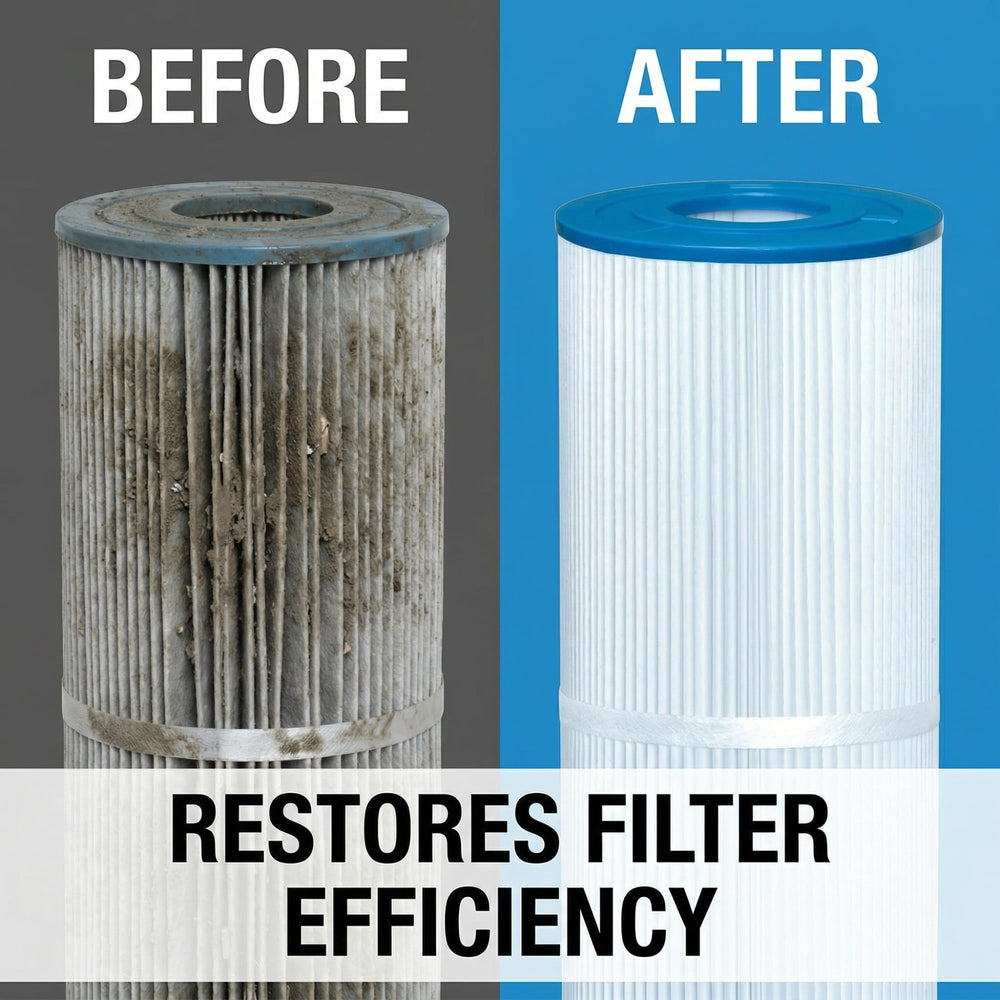 Clean filter after treatment shows no grime and clear surface