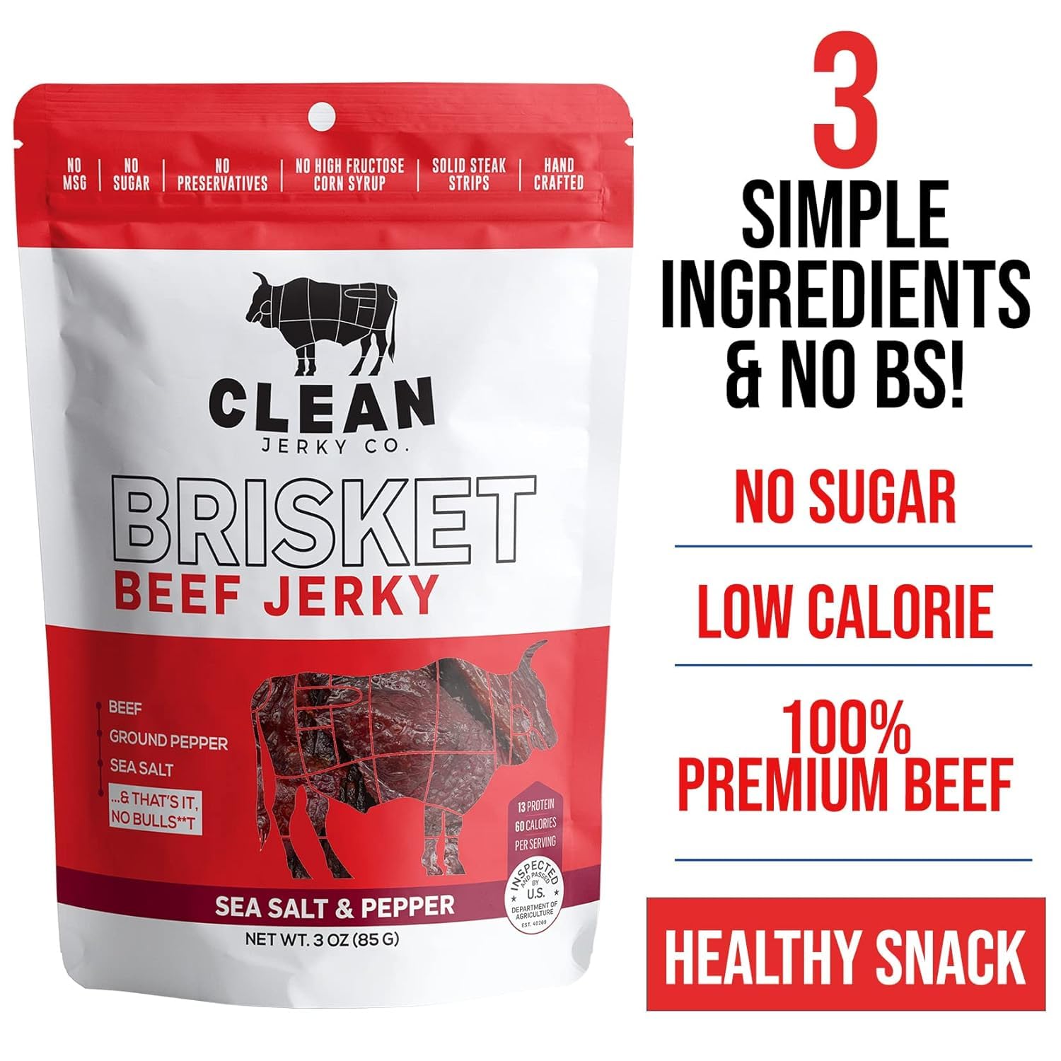 Clean Jerky Co dense chewy texture close-up showcases the signature bite