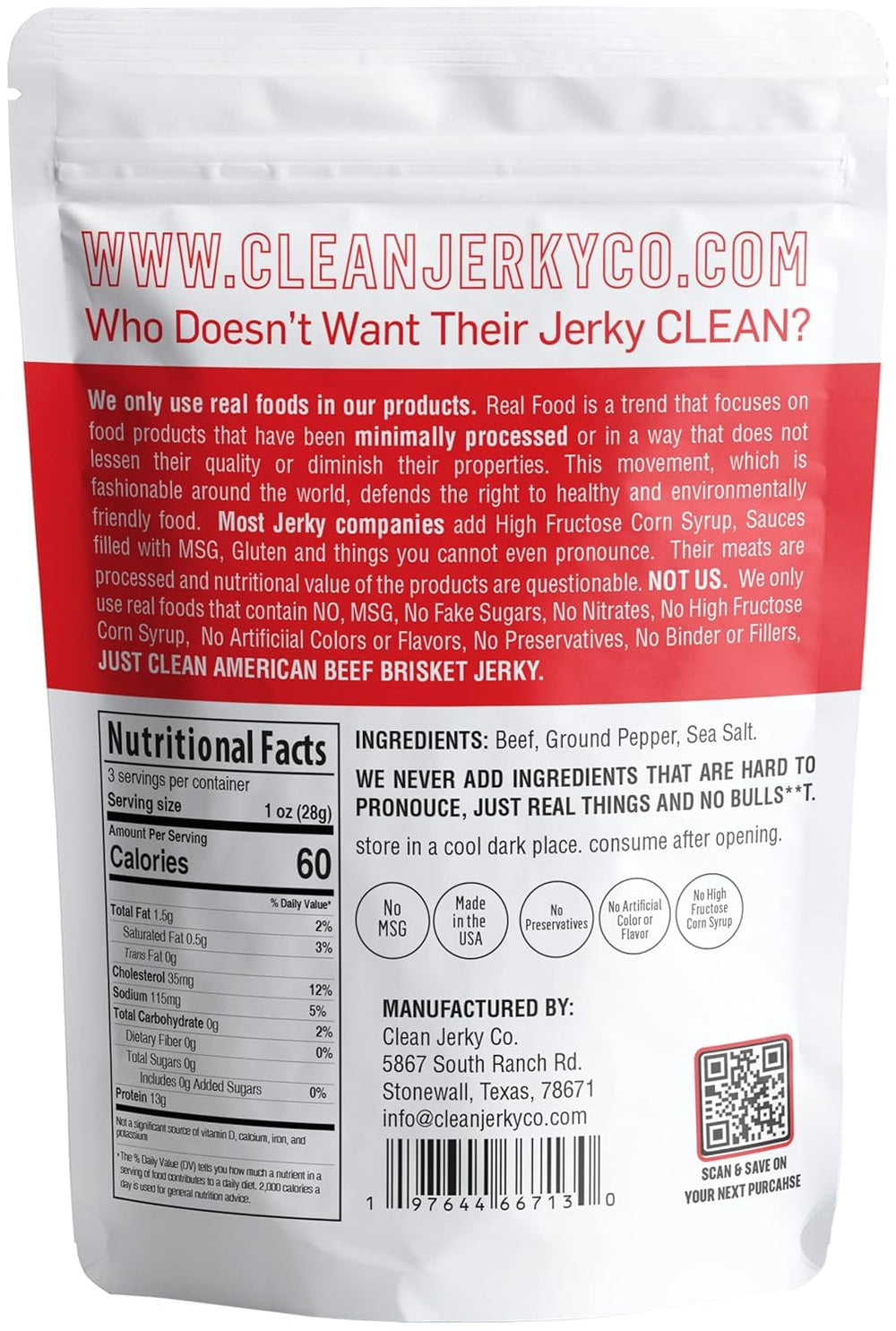 Clean Jerky Co salt and pepper seasoning highlights simple, bold flavor