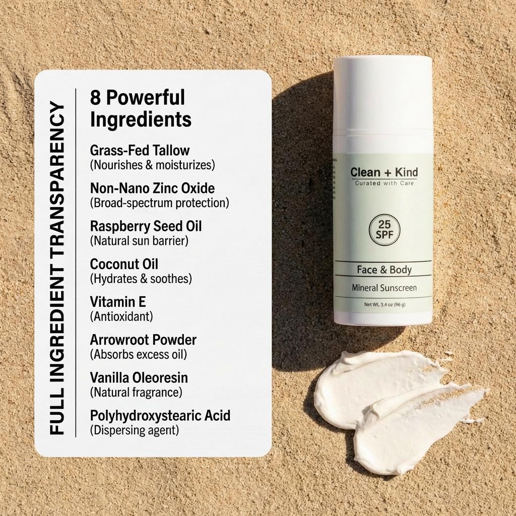 Clean + Kind Tallow Sunscreen for face and body