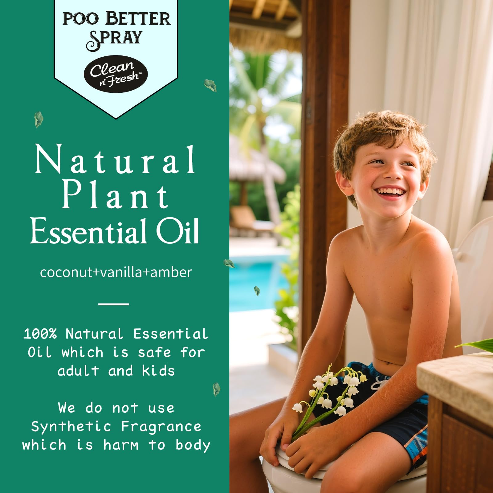 Beach Coco scent label on Clean-n-Fresh bottle for tropical freshness
