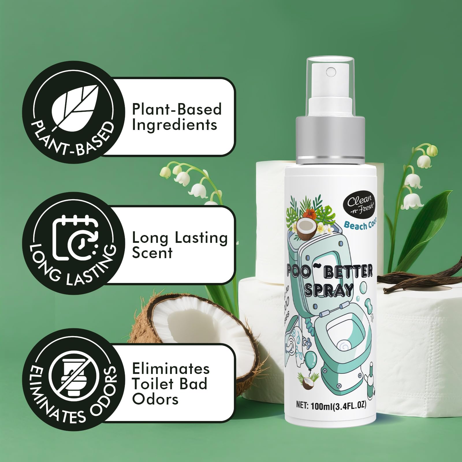 Close up of spray action on water surface for odor control by Clean-n-Fresh