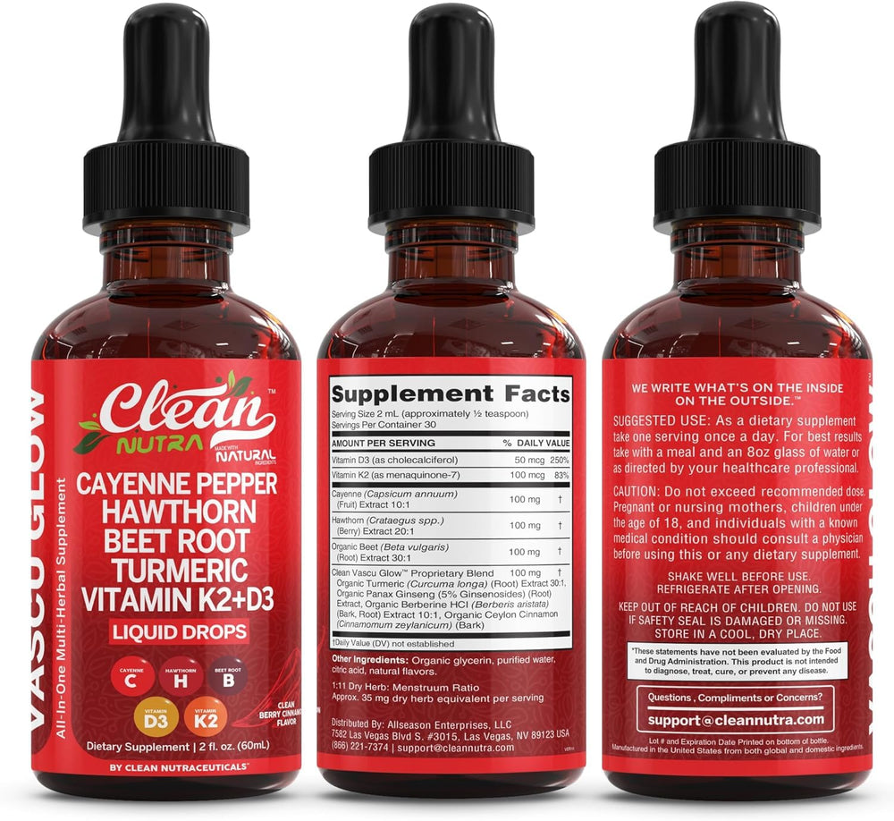Clean Nutra All-in-One supplement bottle image showing convenient daily drops
