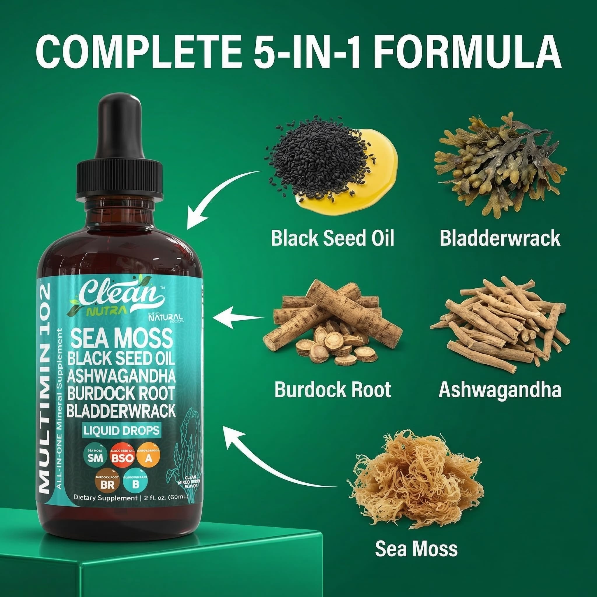 Clean Nutra ashwagandha and bladderwrack blend supports daily balance.