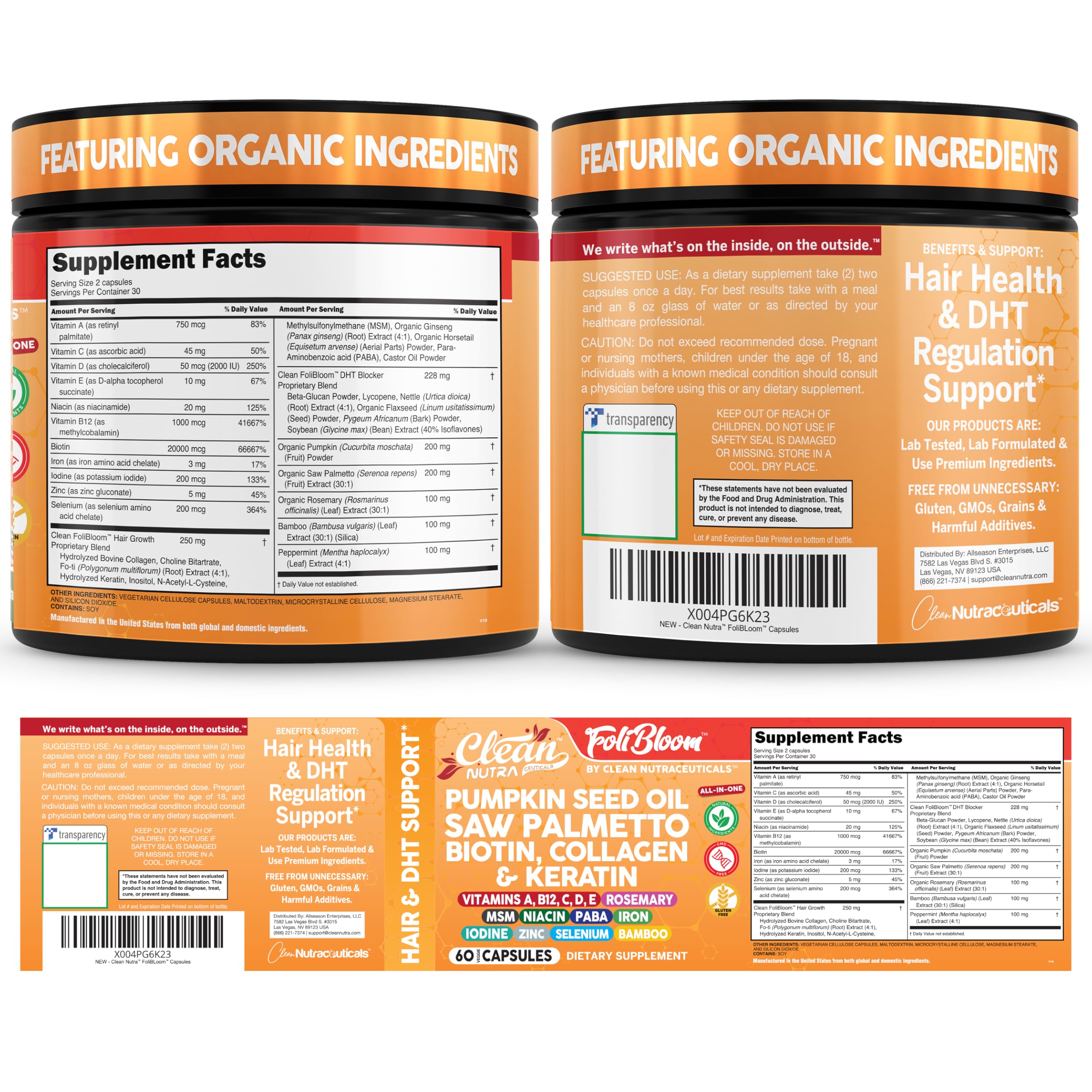 Clean Nutra B-complex vitamins and minerals for hair vitality