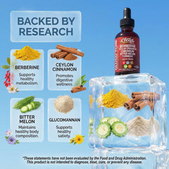 Berberine turmeric drops image emphasizing digestive comfort and liver support possibilities.