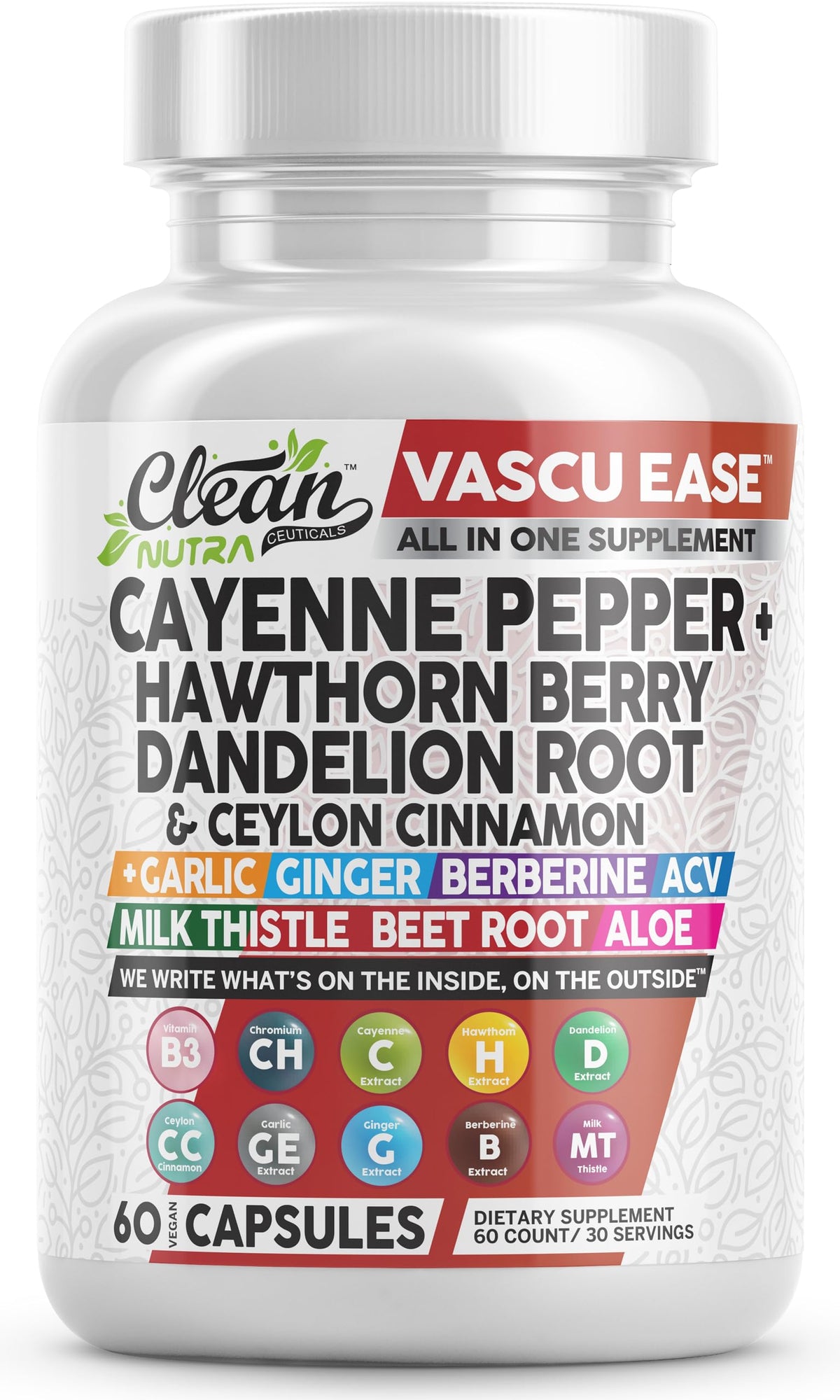 Clean Nutra Cayenne Pepper Capsules bottle pour for convenient daily use.