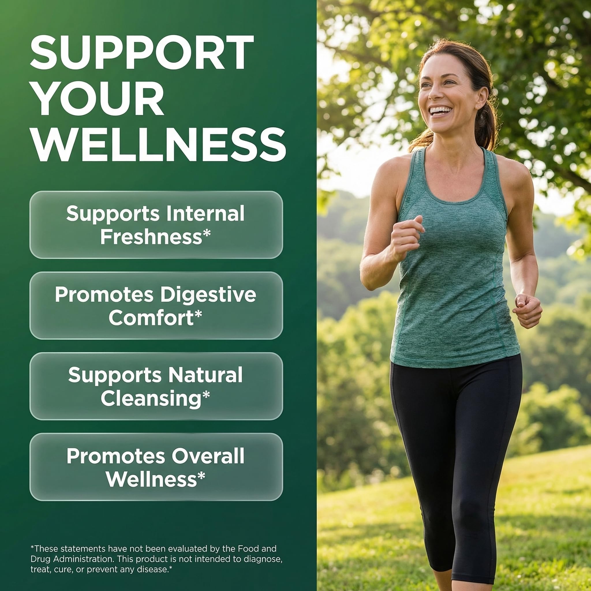 Close-up of Clean Nutra chlorophyll capsules showing plant-based detox blend.