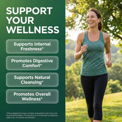 Close-up of Clean Nutra chlorophyll capsules showing plant-based detox blend.
