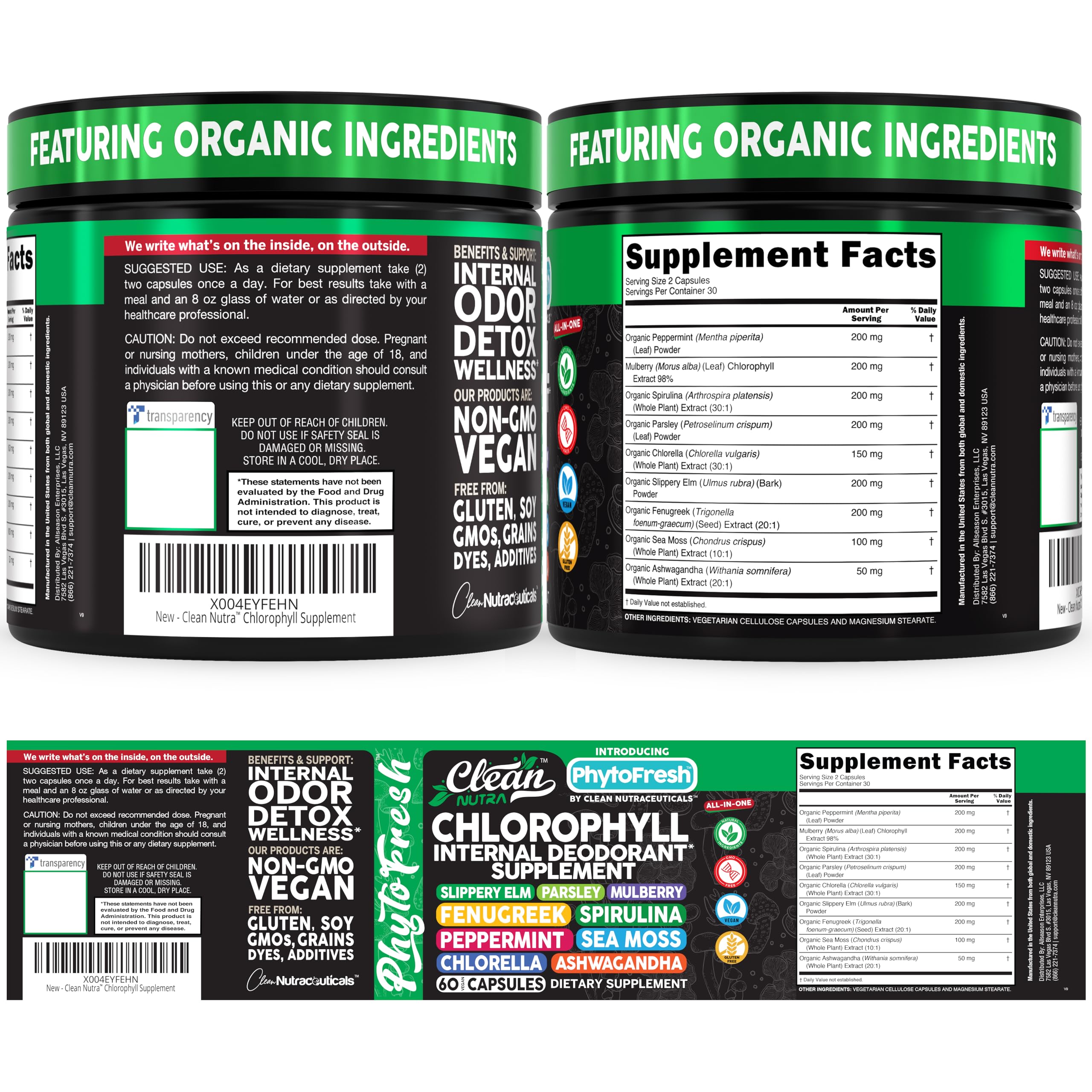 Clean Nutra label close-up showing ingredients and purity