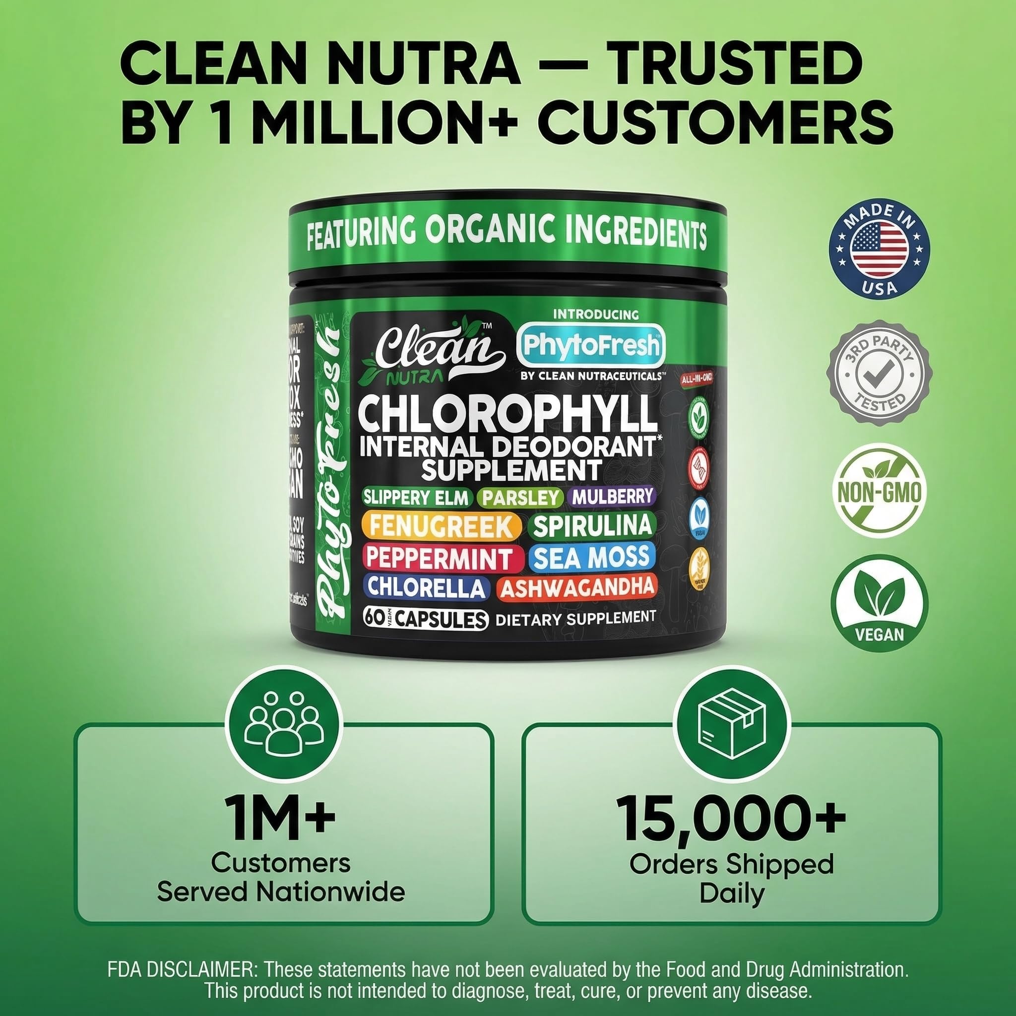 Travel-friendly Clean Nutra packaging for on-the-go greens detox