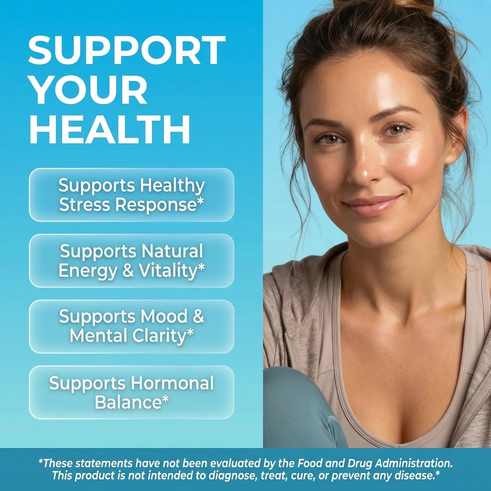 Clean Nutra Cortisol bottle side showing ingredients for energy and balance