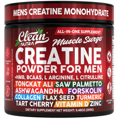 Clean Nutra Creatine Powder Bottle with clear label supports tough training sessions.
