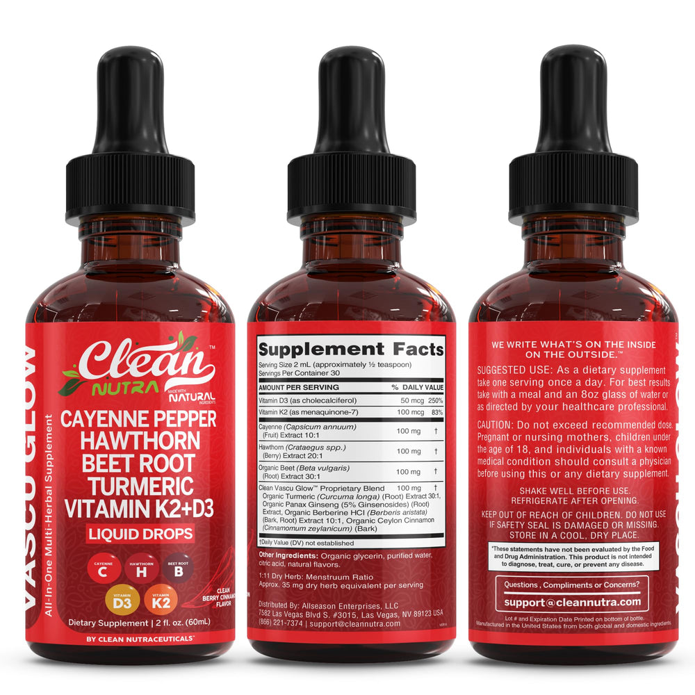 Clean Nutra D3 K2 Drops bottle providing essential vitamins in a dropper