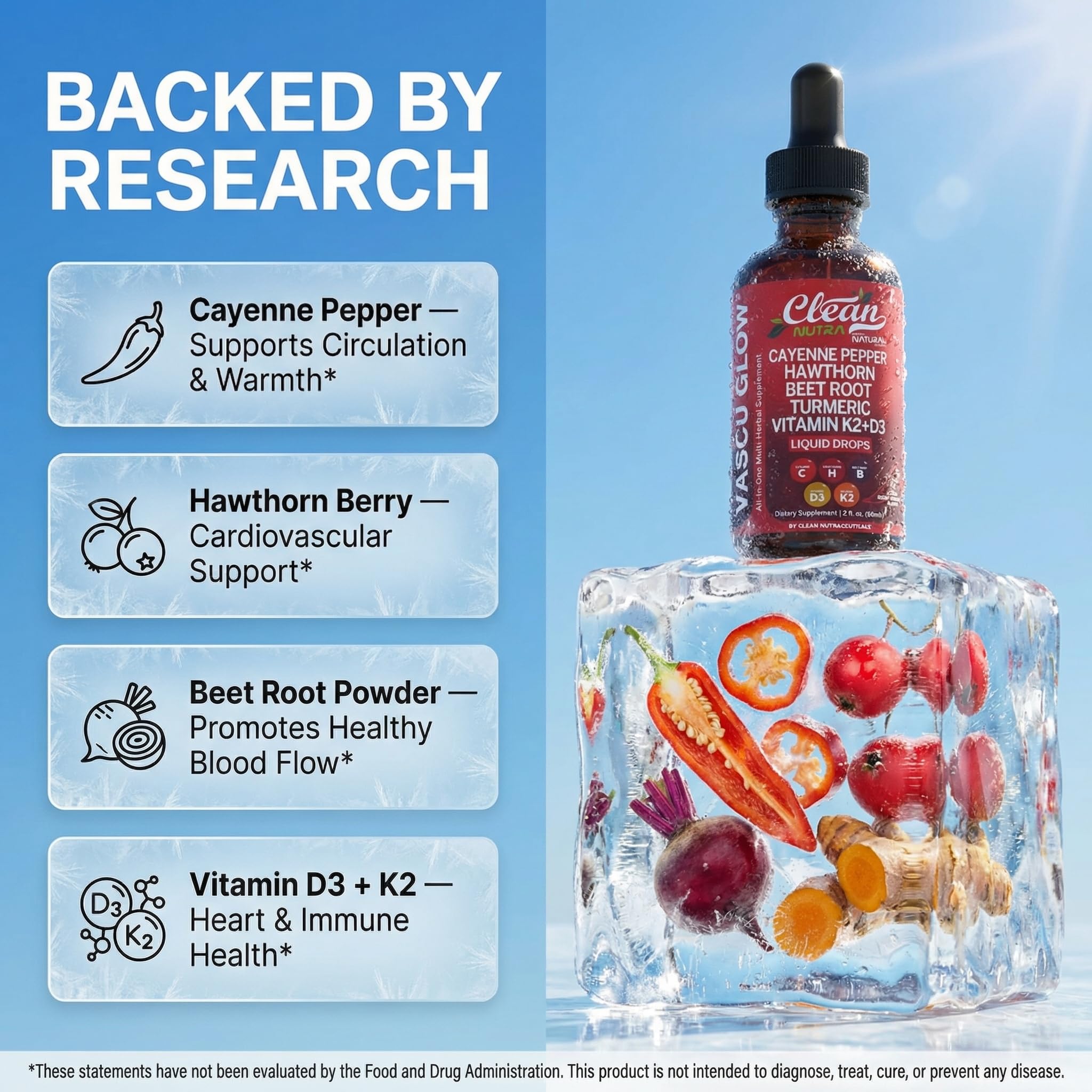 Clean Nutra D3 K2 liquid drops showing essential vitamin pair for daily use