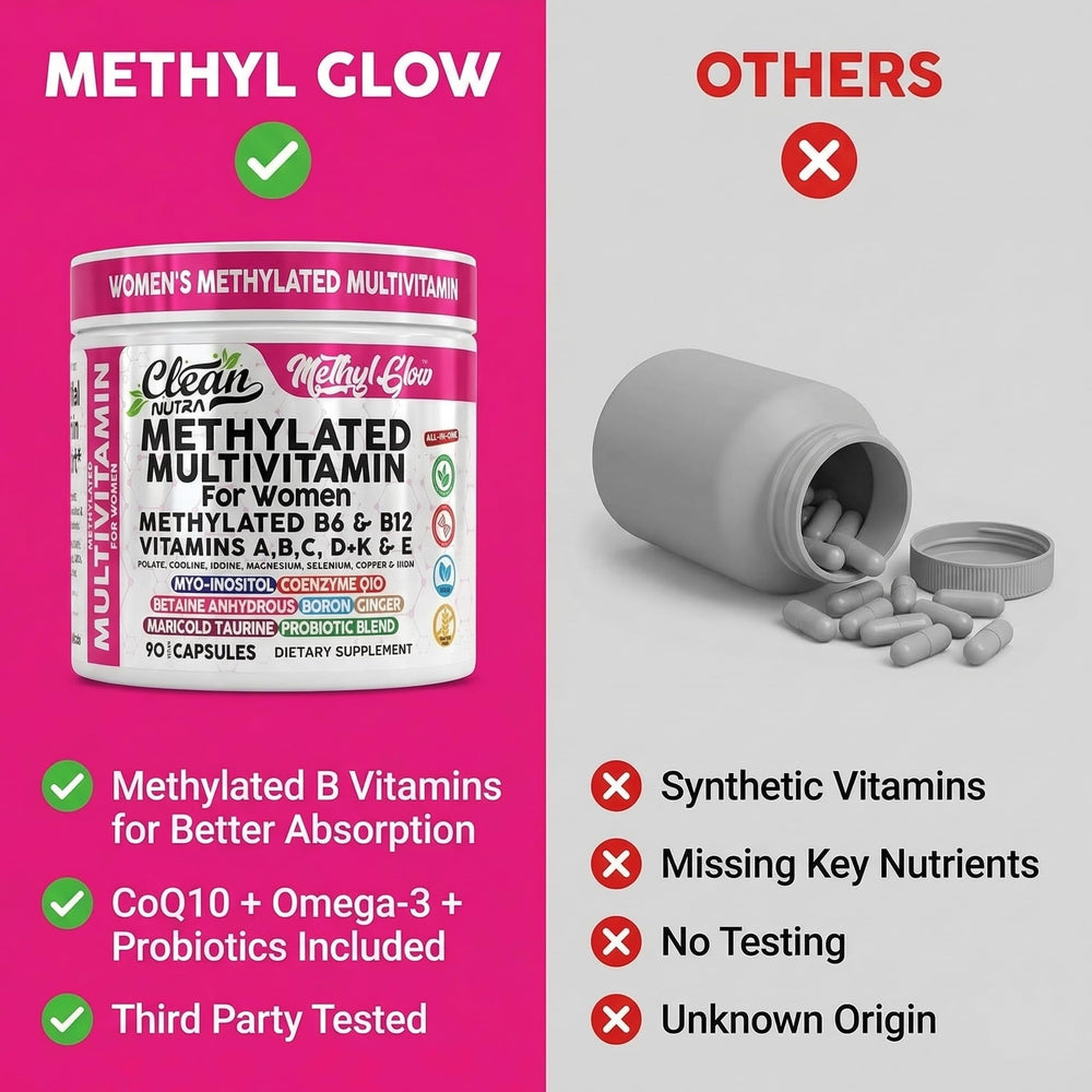 Packaging layout for Clean Nutra women's multivitamin and omega-3 combination