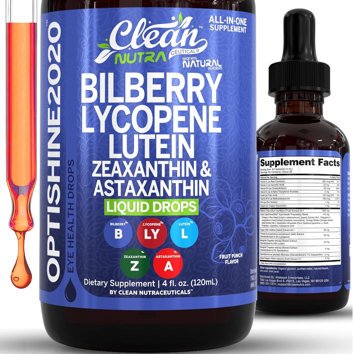 Clean Nutra Eye Drops bottle pour shows quick-absorption formula for busy mornings.