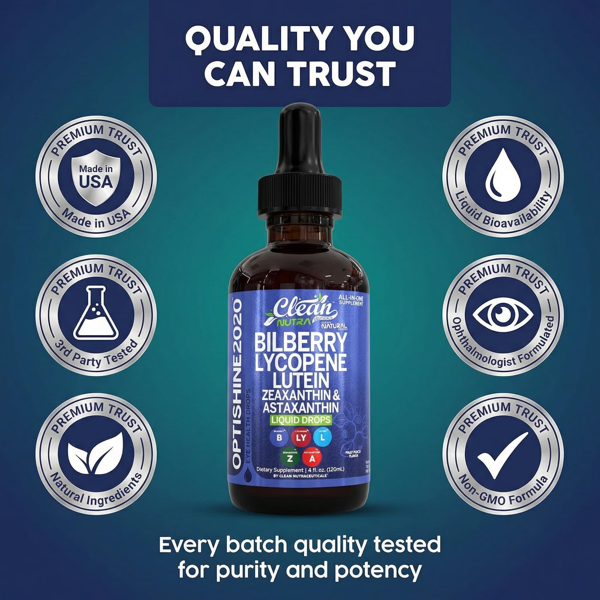 Clean Nutra Eye Drops label organic shows organic ingredients used.