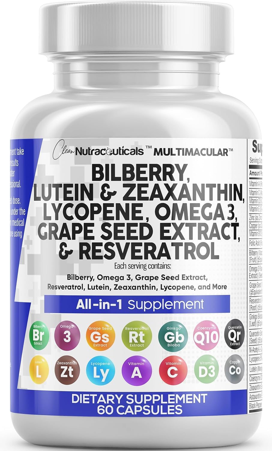 Clean Nutra Eye Vitamins bottle-front showing lutein and zeaxanthin for eye support