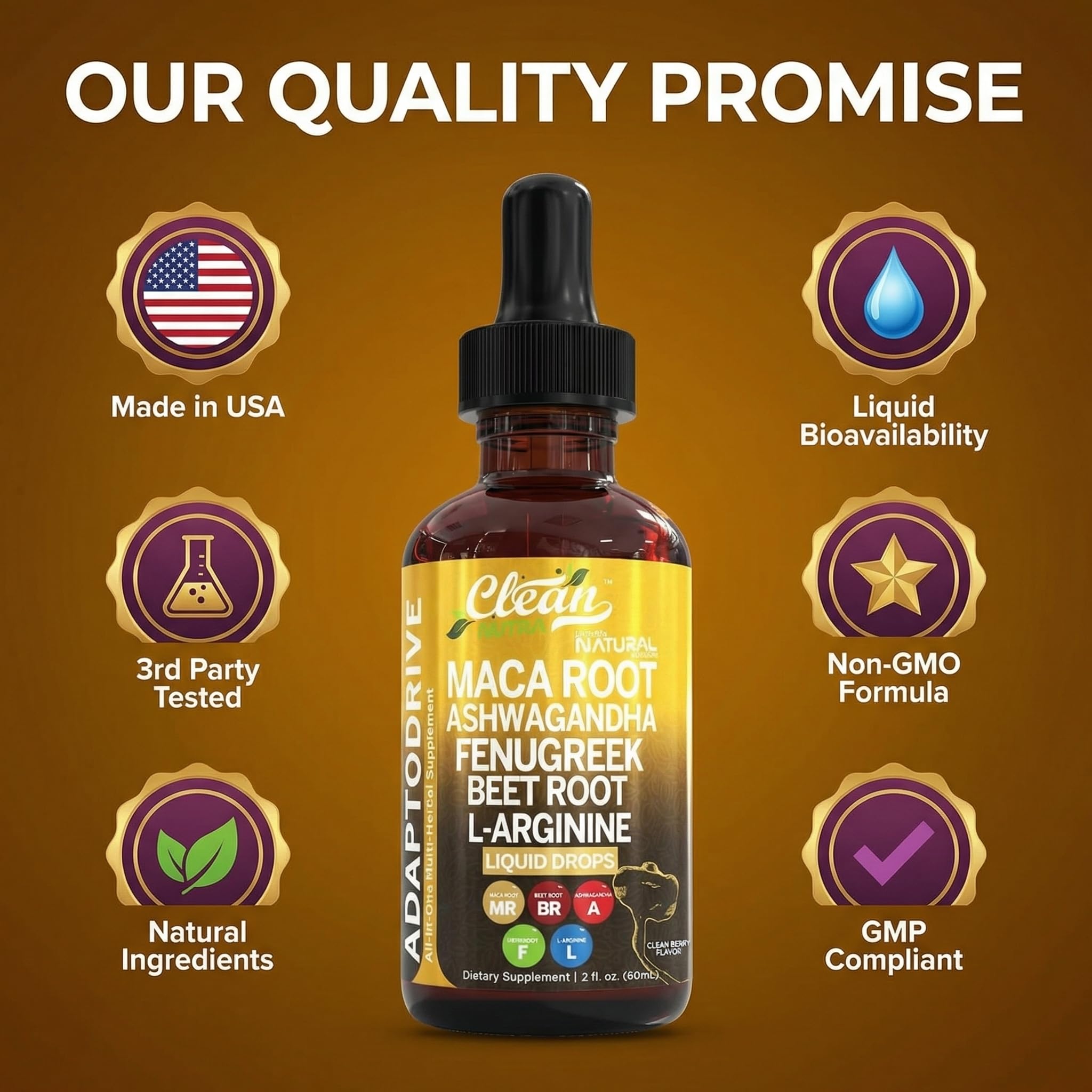 Clean Nutra immune support drops in bottle on table