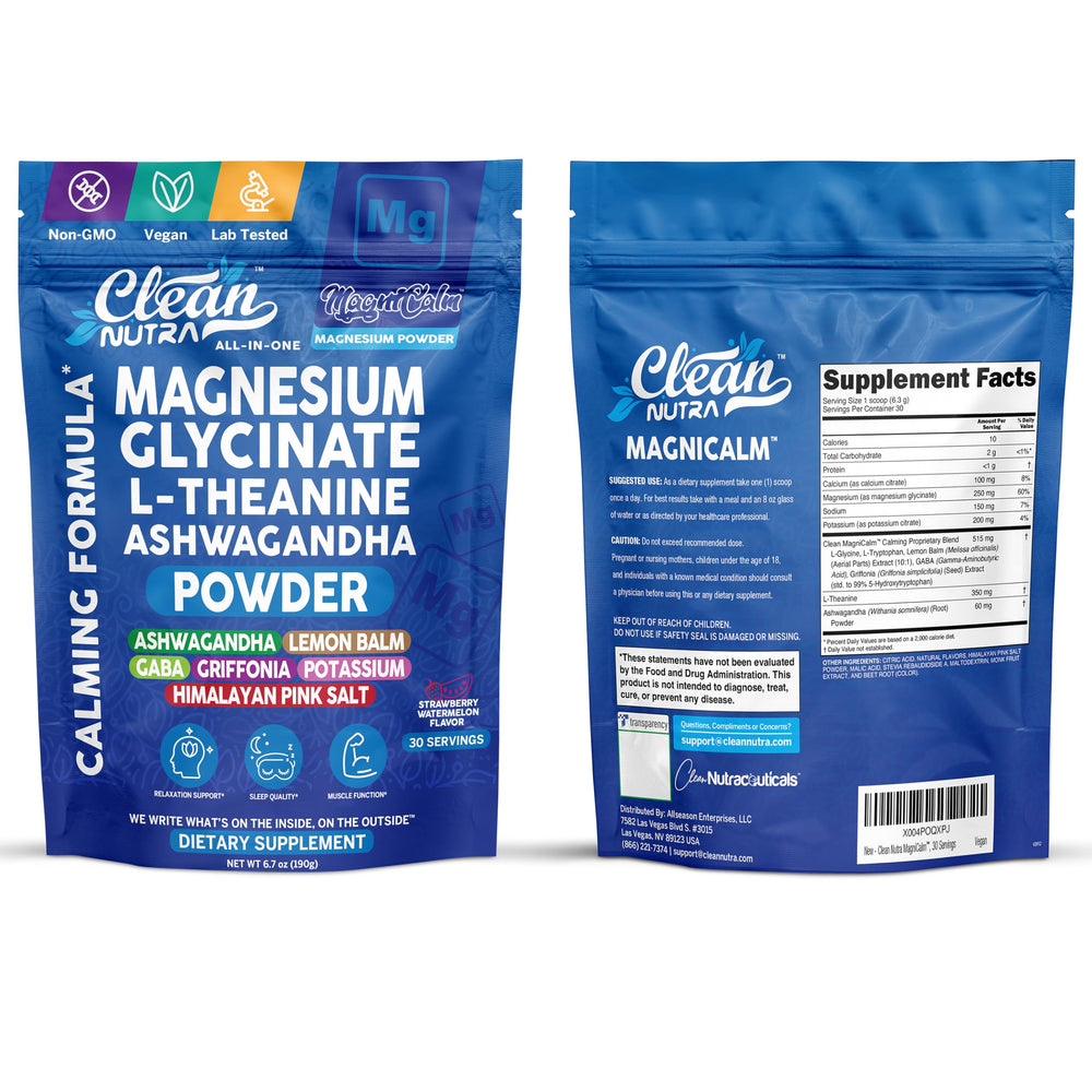 Clean Nutra ingredient panel highlights magnesium and botanicals.