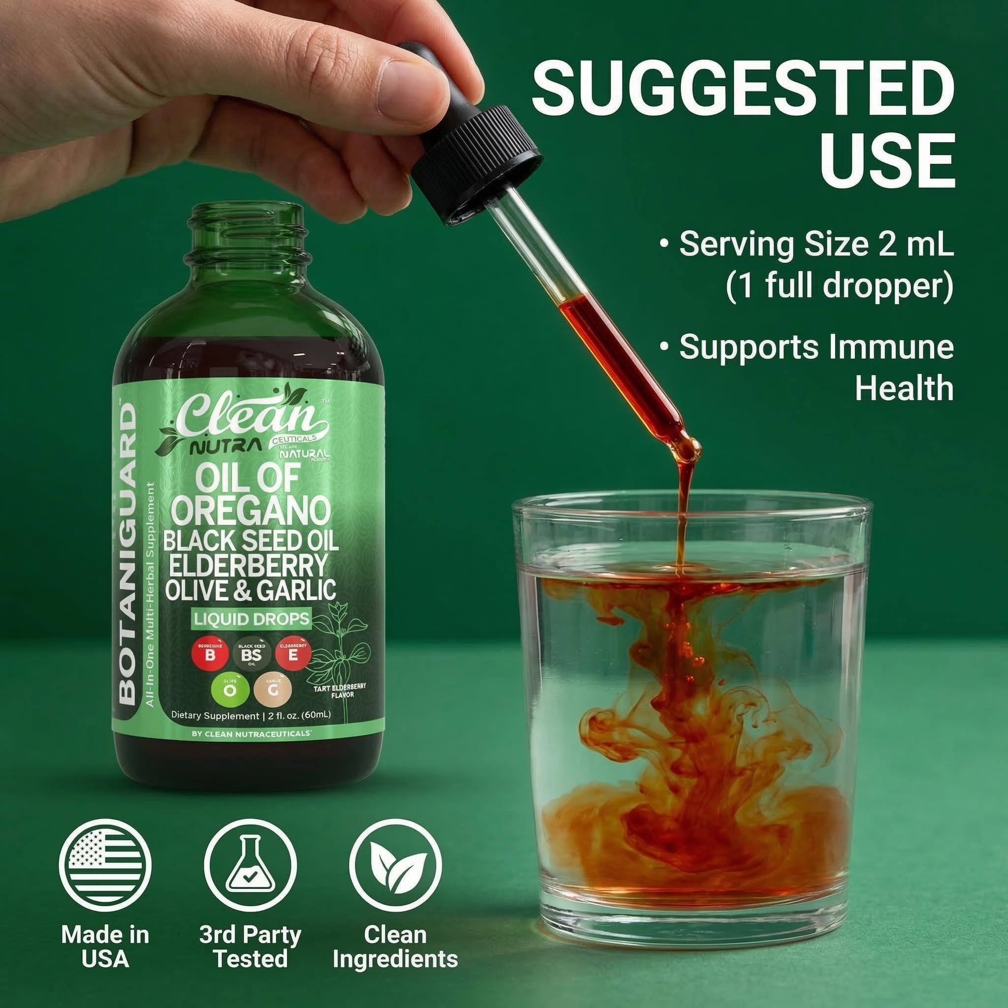 Clean Nutra Liquid Drops two droppers daily for fast absorption